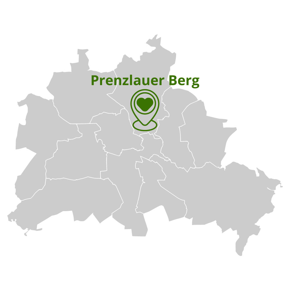 Karte Berliner Bezirke mit Standort Prenzlauer Berg