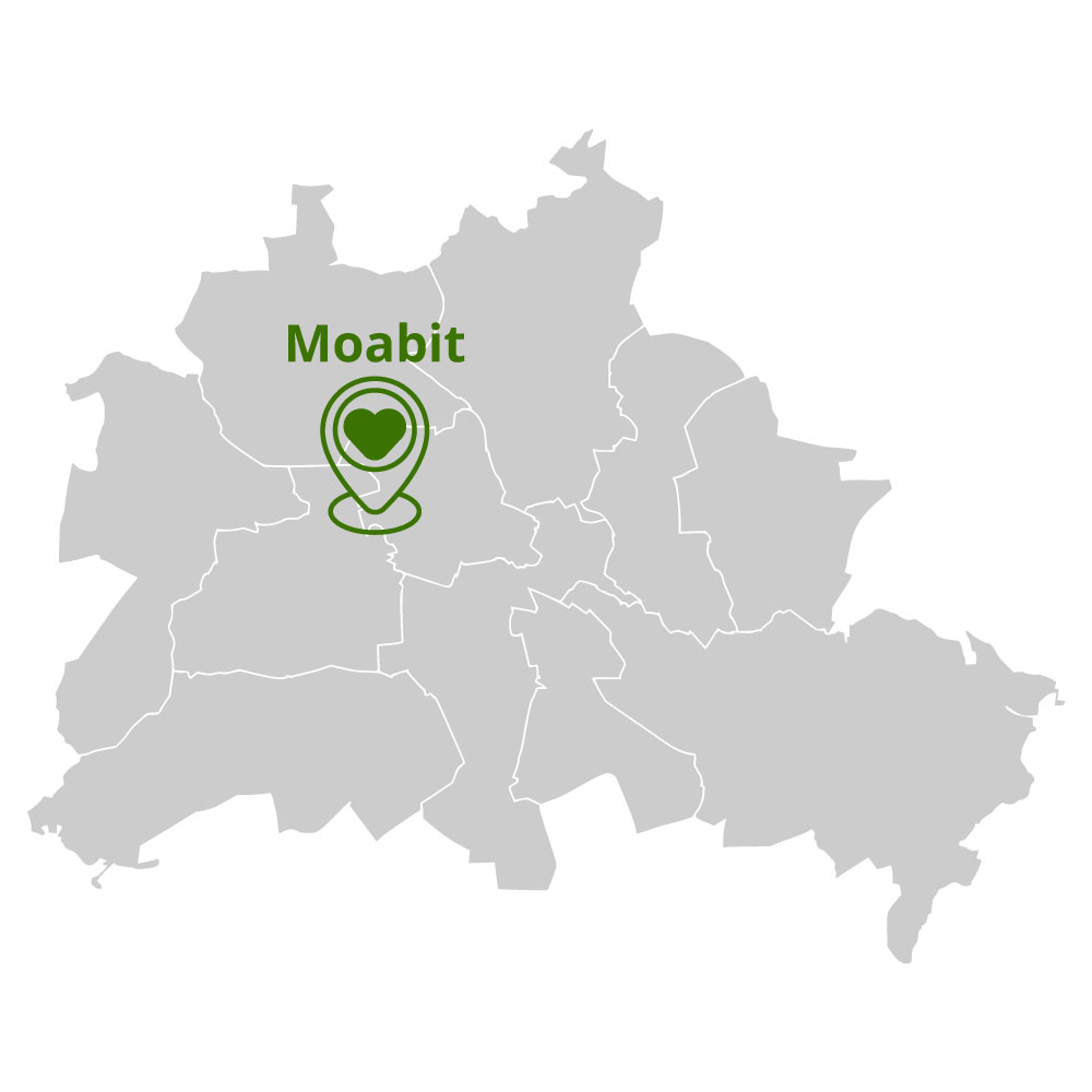 Karte Berliner Bezirke mit Standort Moabit