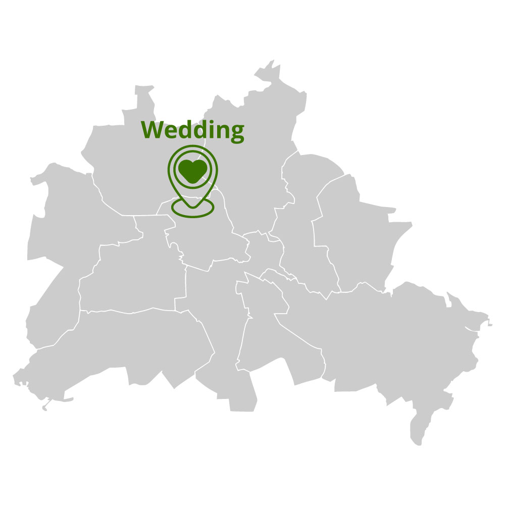 Karte Berliner Bezirke mit Standort Wedding